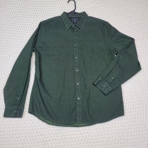 GUESS Men Button Up Shirt Size Large Green Color Long Sleeve Collar Slim Fit